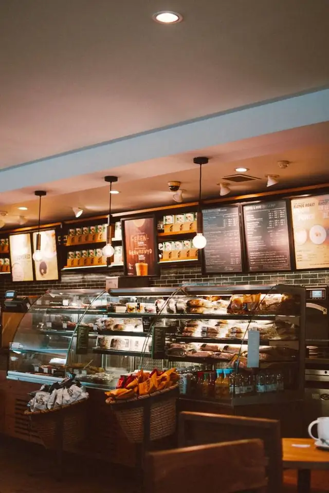A Melbourne cafe shopfront with warm interior lighting